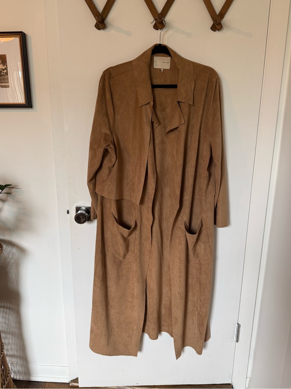 OAK + FORT Chestnut Suede Long Trench Coat
